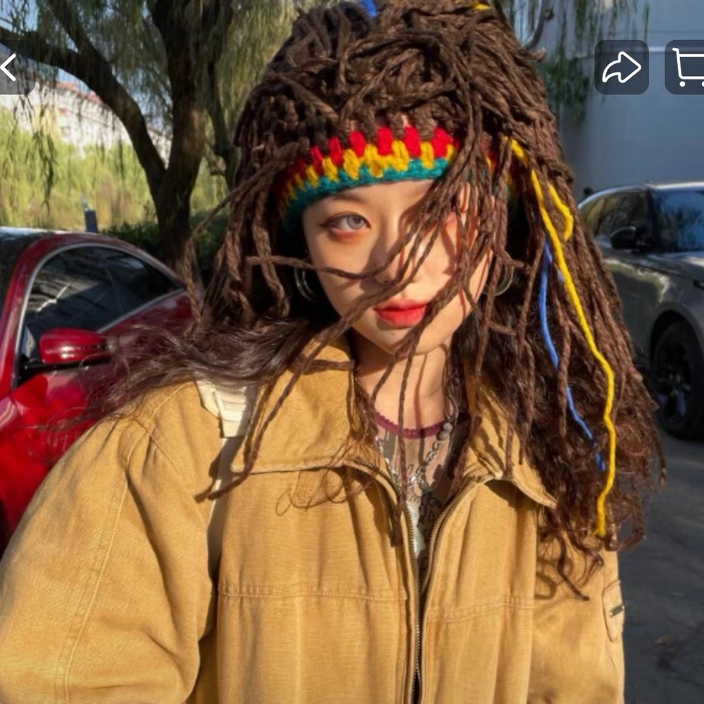 Funny Wig Beard Hats Handmade Knitted Beanie Rasta Hat With Dreadlocks